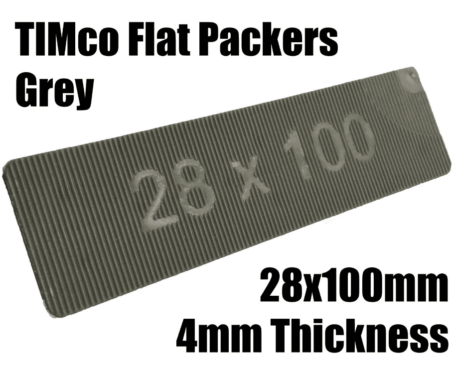 Timco 100x28X4 Grey Plastic Flat Packers Shims Frame Window Glazing Flooring