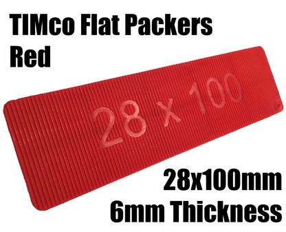 Timco 100x28X6 Red Plastic Flat Packers Shims Frame Window Glazing Flooring