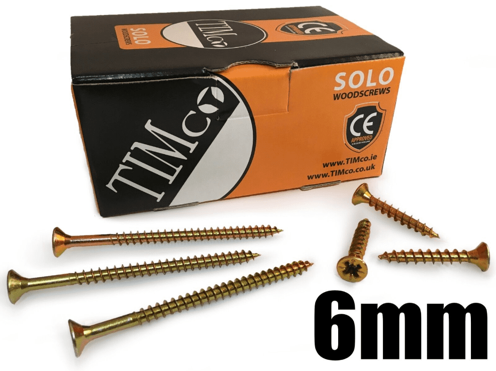 Timco 12G 6mm Solo Woodscrews Zinc Yellow Pozi Countersunk Wood Screw Chipboard