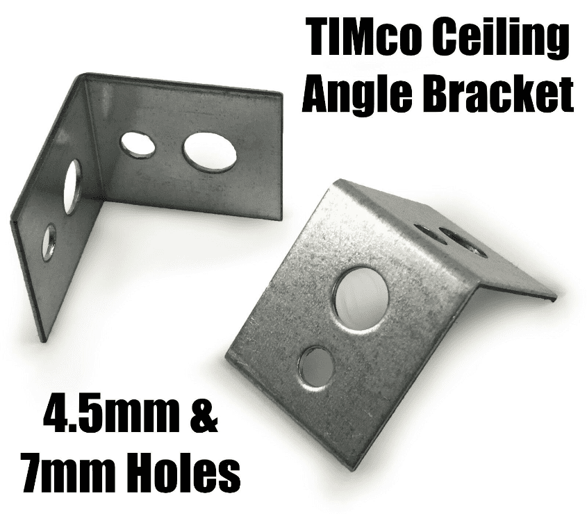 Timco 25mmx22mmx1mm Ceiling Angle Bracket Suspended Fixing 4.5mm/7mm Holes
