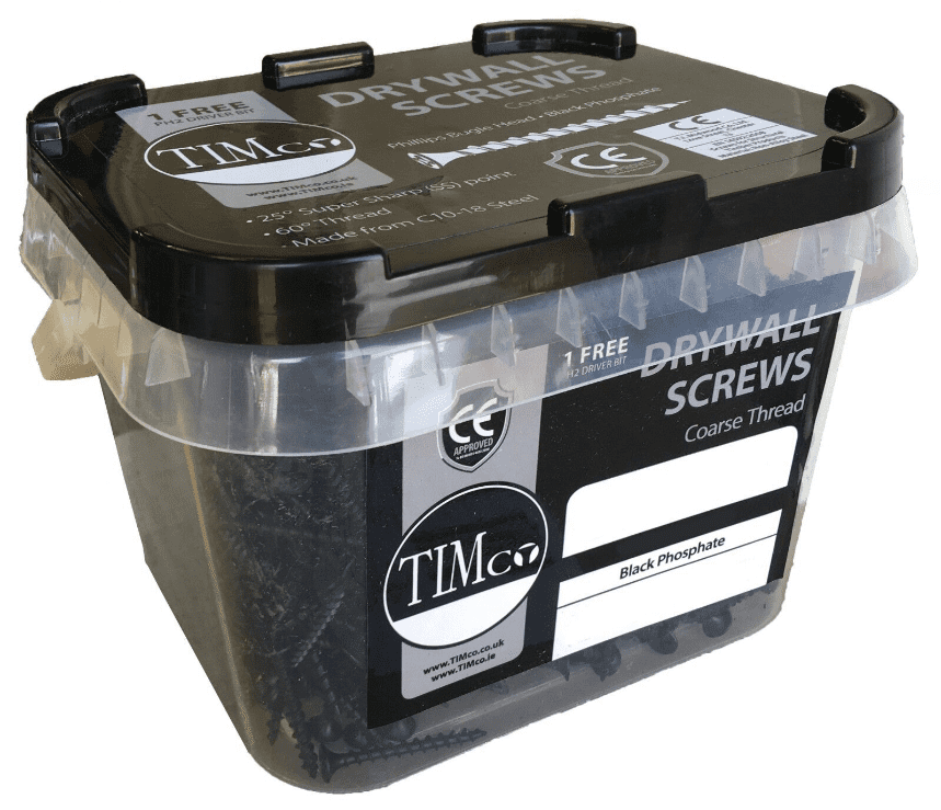 Timco 3.5 Coarse Thread Drywall Plasterboard Screws Bugle Head Black Steel Tub