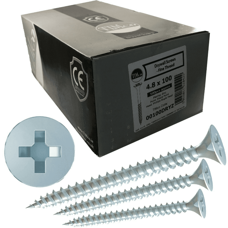 Timco 4.8X90mm Fine Thread Black Phosphate Drywall Plaster Board Wood Screws