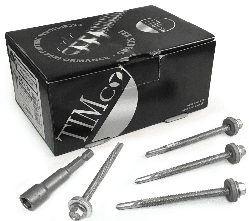 Timco 5.5x80mm Roofing Self Drilling Hex Head Tek Screws W/ Washer Heavy Steel