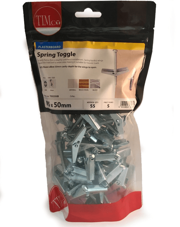 Timco Bags Of Plasterboard Spring Toggle Wall Anchors & Bolts Hollow Cavity