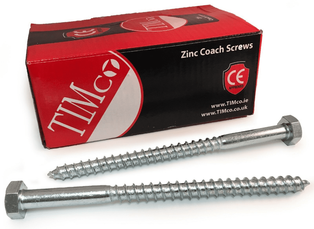 Timco M10x150mm 6" Lag Bolts Zinc Coach Screw Hex Head Timber Wood Desk Chair