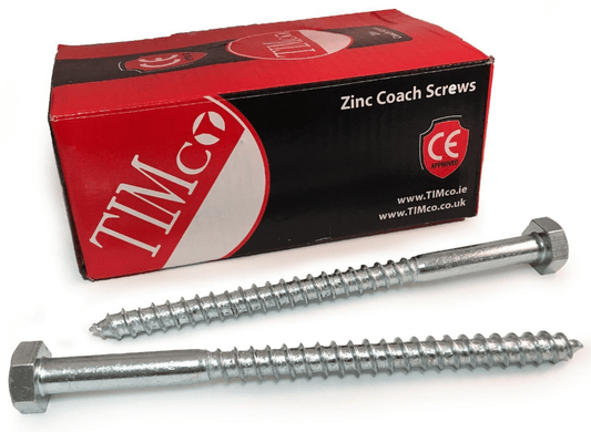 Timco M10x150mm 6" Lag Bolts Zinc Coach Screw Hex Head Timber Wood Desk Chair