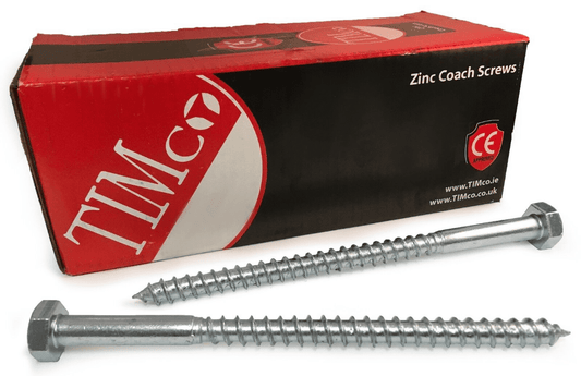 Timco M10x160mm 6" Lag Bolts Zinc Coach Screw Hex Head Timber Wood