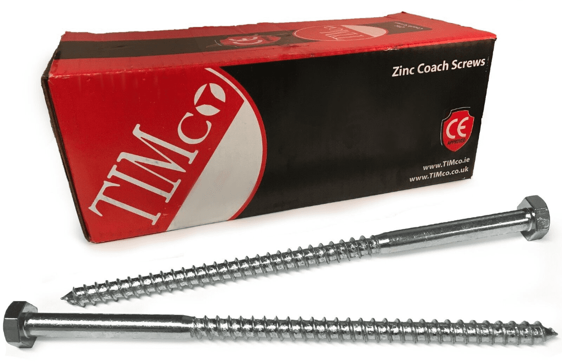 Timco M10x200mm 8" Lag Bolts Zinc Coach Screw Hex Head Timber Wood