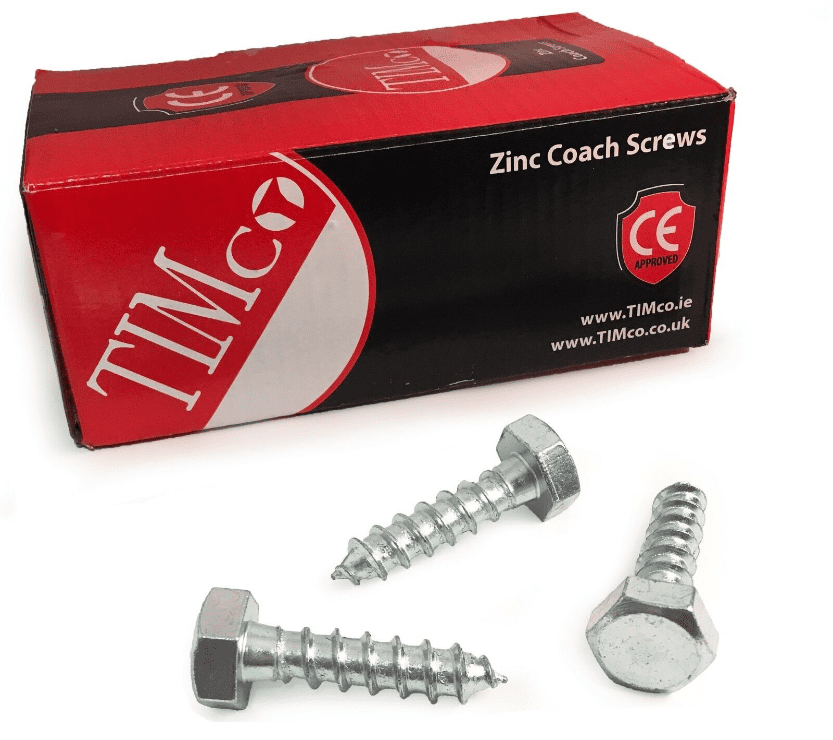 Timco M10x40mm 1.5" Lag Bolts Zinc Coach Screw Hex Head Timber Wood Desk Chair