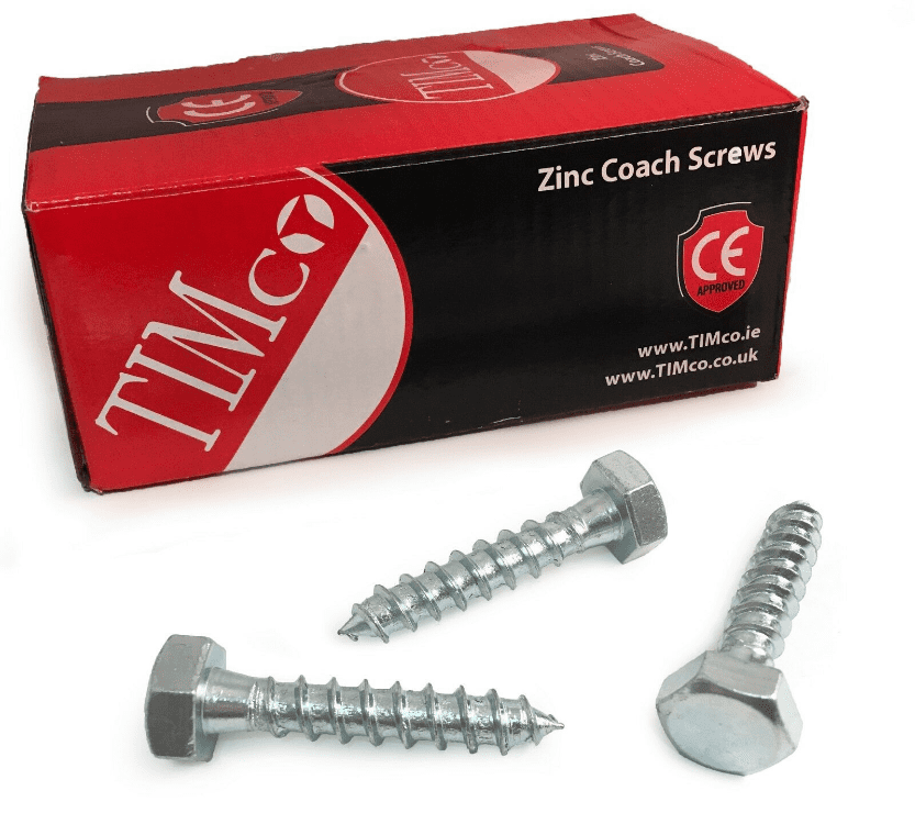 Timco M10x50mm 2" Lag Bolts Zinc Coach Screw Hex Head Timber Wood Desk Chair