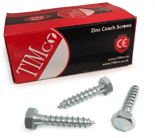 Timco M10x50mm 2" Lag Bolts Zinc Coach Screw Hex Head Timber Wood Desk Chair