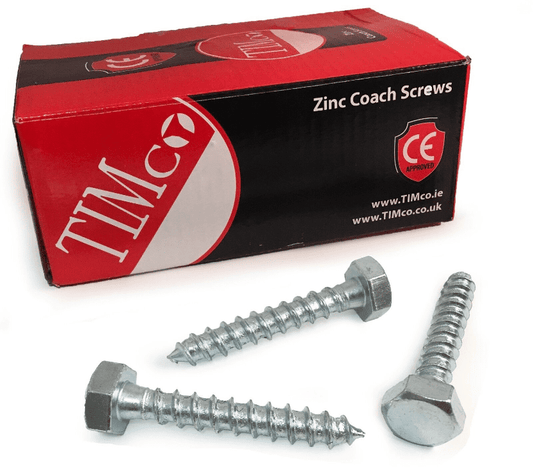 Timco M10x60mm 2" Lag Bolts Zinc Coach Screw Hex Head Timber Wood Desk Chair