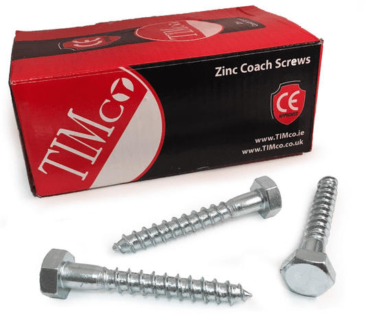 Timco M10x70mm 3" Lag Bolts Zinc Coach Screw Hex Head Timber Wood Desk Chair