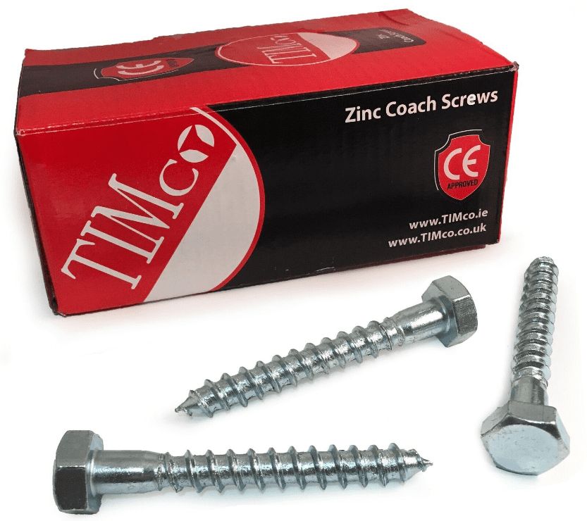 Timco M10x75mm 3" Lag Bolts Zinc Coach Screw Hex Head Timber Wood Desk Chair