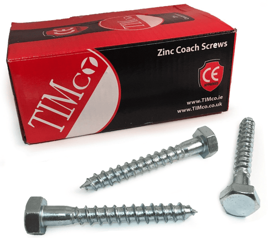 Timco M10x75mm 3" Lag Bolts Zinc Coach Screw Hex Head Timber Wood Desk Chair