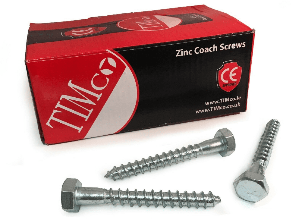 Timco M10x80mm 3" Lag Bolts Zinc Coach Screw Hex Head Timber Wood Desk Chair