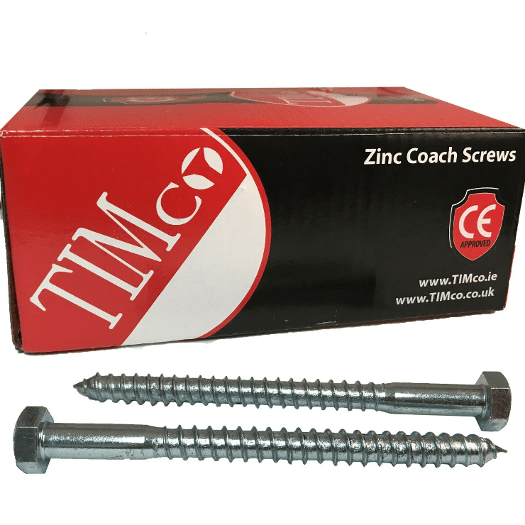 Timco M12 X150mm 6" Lag Bolts Zinc 12mm Coach Screw Hex Hexagon Head Timber Wood