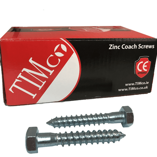 Timco M12X75mm 3" Lag Bolts Zinc 12mm Coach Screw Hex Head Timber Wood