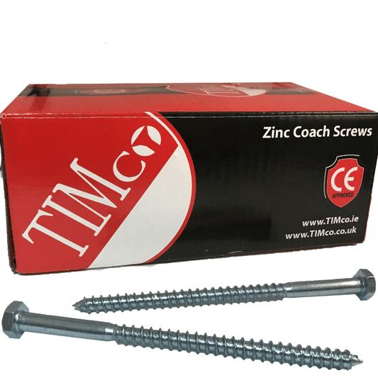 Timco M6X100mm 4" Zinc Coach Screw Lag Bolts Hex Head Timber Wood Desk Chair