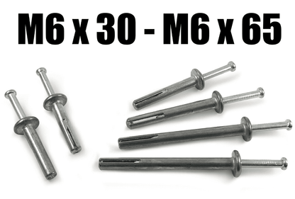 Timco Zamac M6X30mm-65mm Hammer In Nail Anchors Masonry Fixings Metal Wood