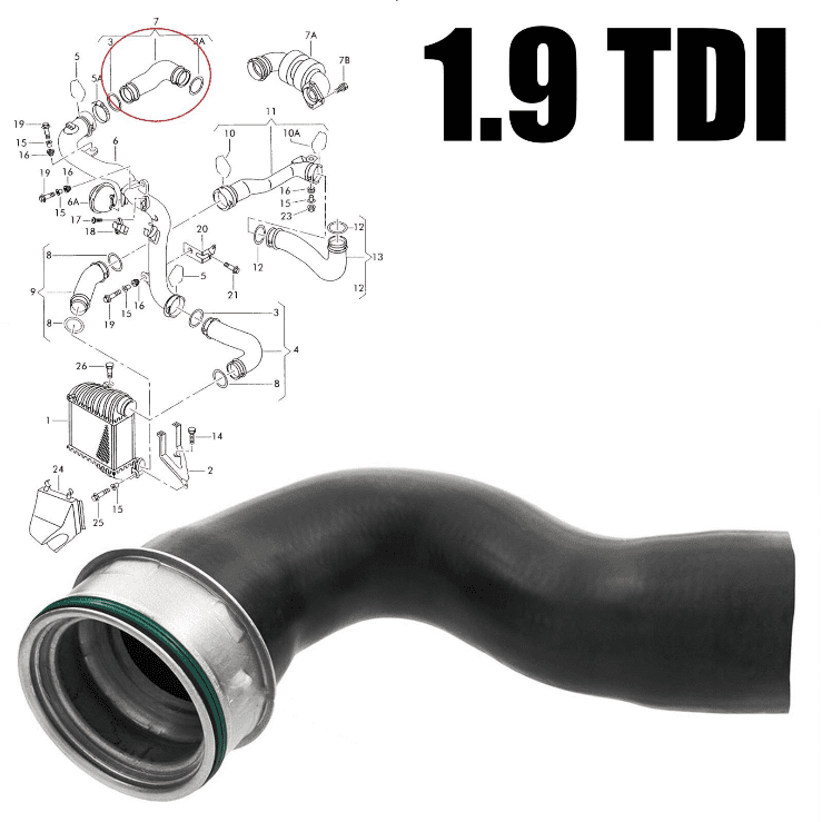 Turbo Intercooler Hose Pipe for VW Golf Bora Seat Leon Toledo Audi A3 1.9 Tdi