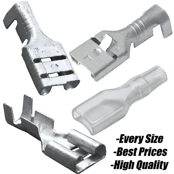 Uninsulated Female Spade Connector Terminals 1.5mm&sup2;-2.5mm Cable Crimp Wire Pvc