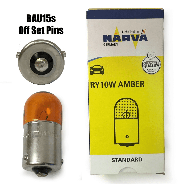 Universal Narva Motorcycle Indicator Bulb 12V 10W Amber Orange 17317 Bau15S Pins