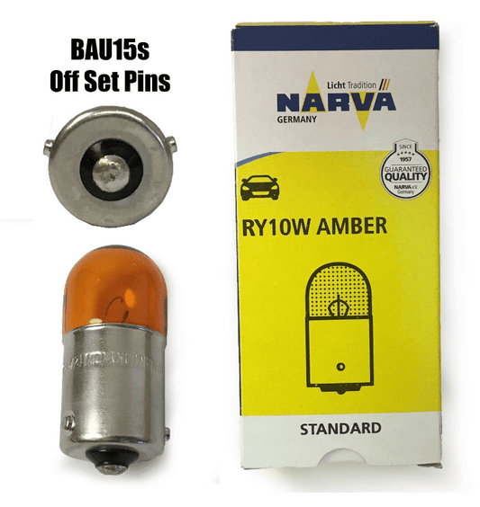 Universal Narva Motorcycle Indicator Bulb 12V 10W Amber Orange 17317 Bau15S Pins