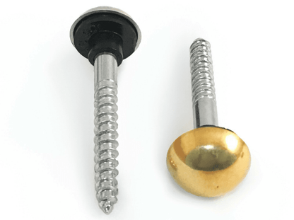 Wall Mirror Screws With Washer & Polished Brass Domed Caps