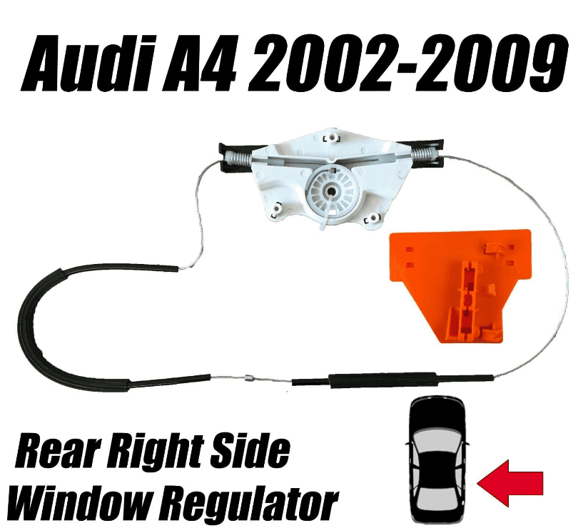 Window Regulator Repair Kit for Audi A4 2000-2008 Rear Right Side Door + Clips