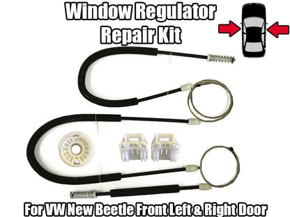 Window Regulator Repair Kit for VW New Beetle Front L+R Door w/ Clips