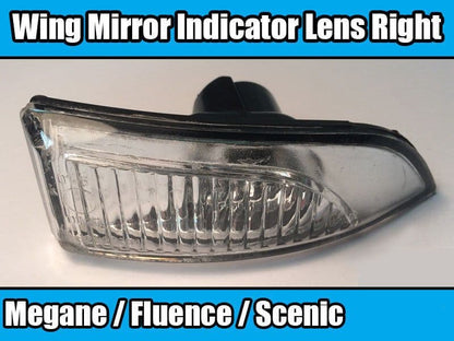 Wing Mirror Indicator Lens for Renault Megane Mk3 Fluence Scenic IIi Right Side