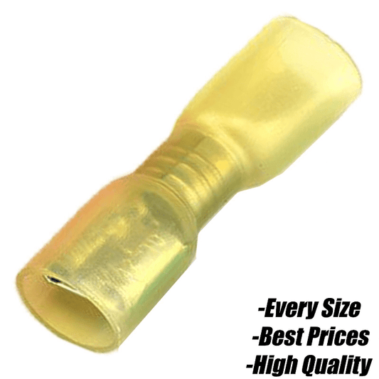 Yellow 6.3mm Heat Shrink Female Spade Fully Insulated Terminal Electrical Crimp