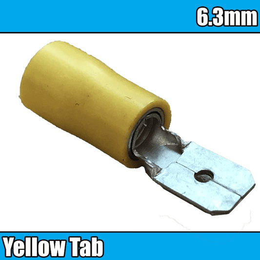 Yellow 6.3mm Male Tab Insulated Electrical Wire Splice Crimp Terminals