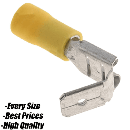 Yellow 6.3mm Piggyback Terminal Connector Electrical Wire Crimp Splice