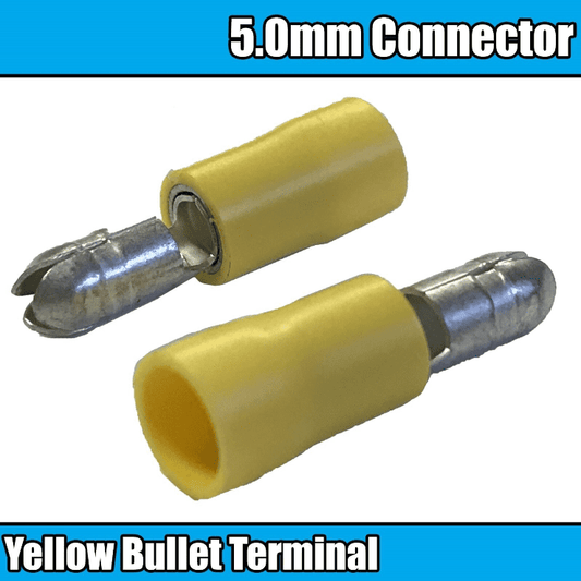 Yellow Bullet Brass Insulated Electrical Splice Crimp 5.0mm Terminals Cable Wire
