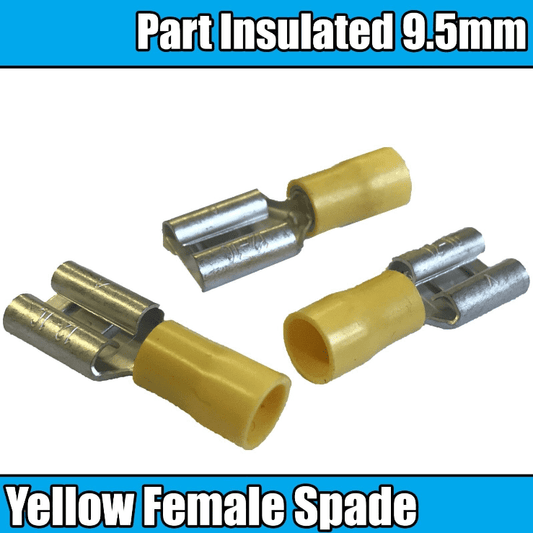Yellow Female Spade Exposed Terminals 9.5mm Wire Cable Copper Connector Crimp