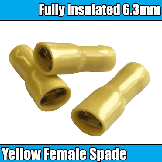 Yellow Female Spade Terminals 6.3mm Insulated Wire Cable Copper Connector Crimp