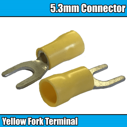 Yellow fork 5.3mm Brass Insulated Electrical Splice Crimp Terminals Cable Wire