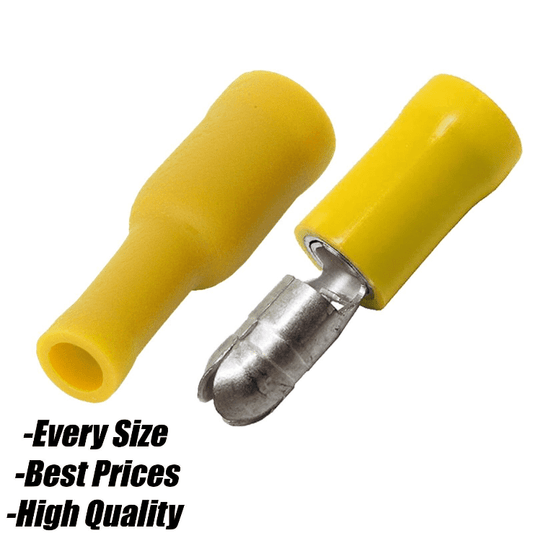 Yellow Fully Insulated Bullet & Receptacles Terminals Electrical Crimp Wire Mix