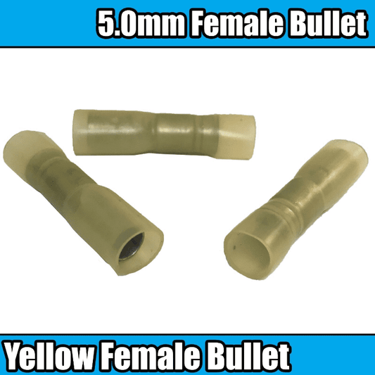 Yellow Heat Shrink Female Bullet Tube 5.0mm Connector Terminal Wiring Heatshrink