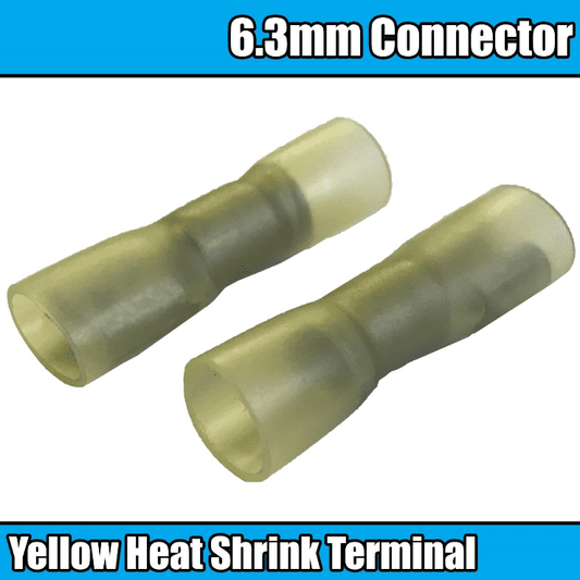 Yellow Heat Shrink Female Spade 6.3mm Electrical Wire Fully Insulated Terminals