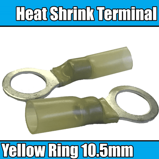 Yellow Heat Shrink Ring Insulated Electrical 10.5mm Non Crimp Terminals Cable