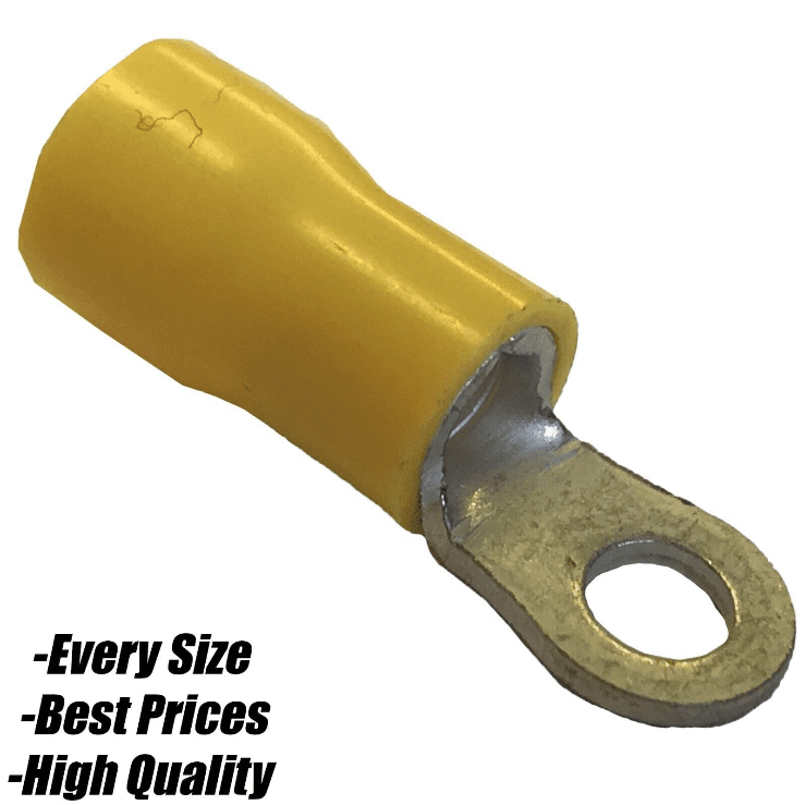 Yellow Insulated Electrical 3.7mm Ring Splice Crimp Terminals Cable