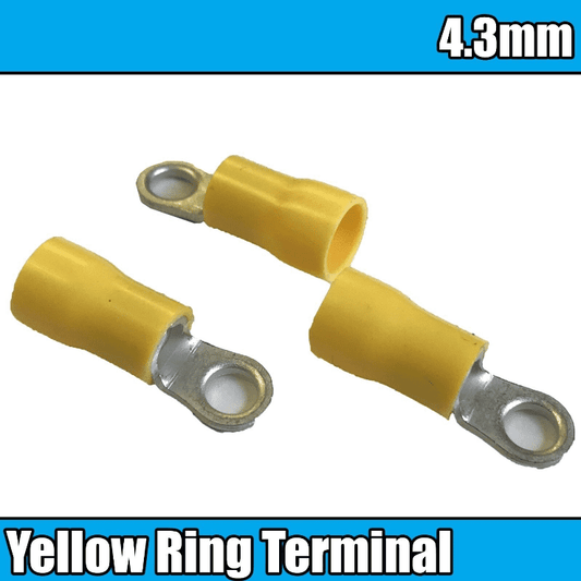 Yellow Insulated Electrical 4.3mm Ring Splice Crimp Terminals Cable