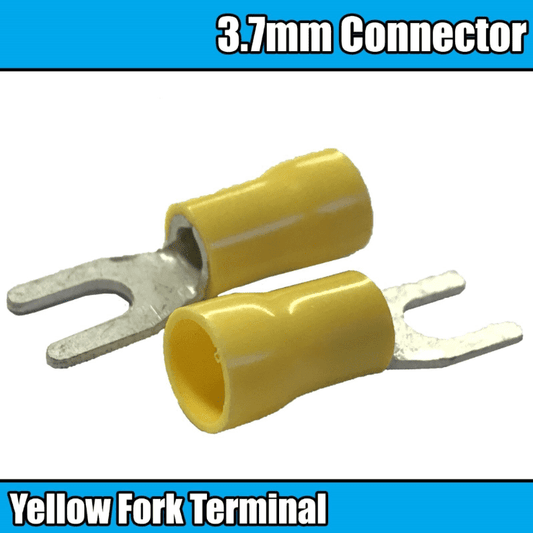 Yellow Insulated Electrical Splice Crimp 3.7mm fork 2 Pins Terminals Cable Wire