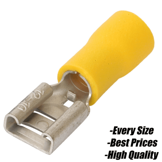 Yellow Insulated Female Spade Terminal Connector Crimp Electrical Wire