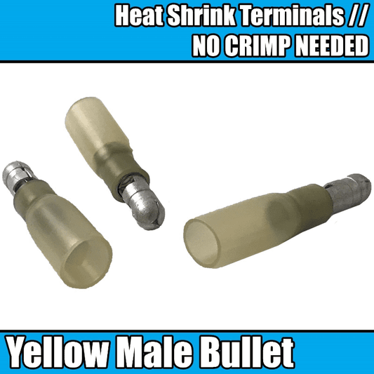 Yellow Male Bullet Heat Shrink Terminal Electrical Terminal Connector