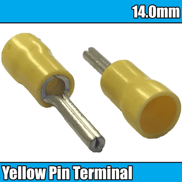 Yellow Fully Insulated 14mm Pin Electrical Wire Copper Crimp Terminals ...